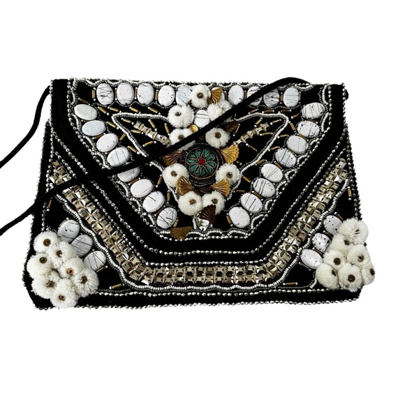 Antik Batik Cuzco Embroidered Beaded Convertible Clutch Black - Picture 4 of 13